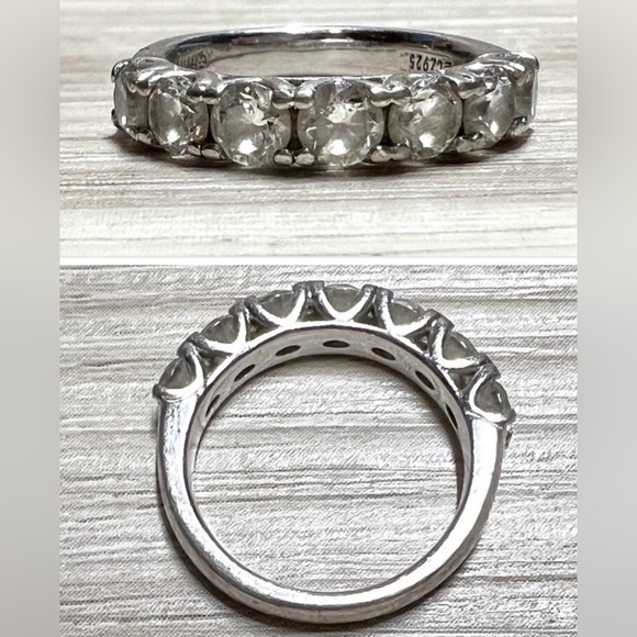 Designer Signed Victoria Wieck Sterling Silver Cubic Zirconia Band Ring, Size 5 - Picture 1 of 12